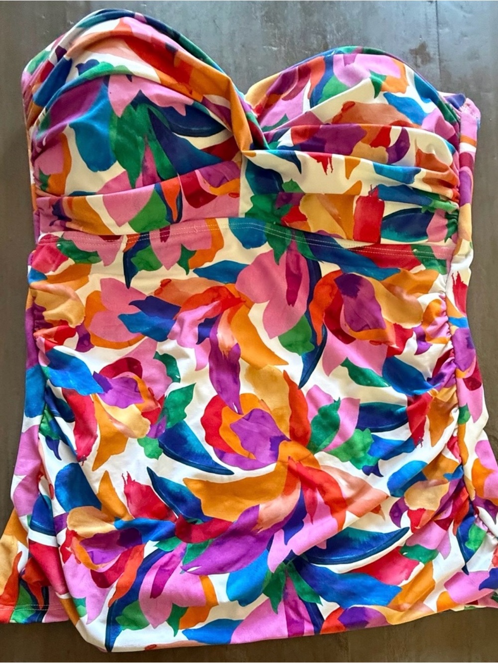 Skye Swimwear tankini top floral pink purple blue magenta red citrus NWOT